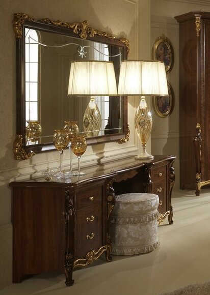 Schminktisch Spiegel Hocker Luxus Konsole Kommode Schlafzimmer Barock Rokoko neu