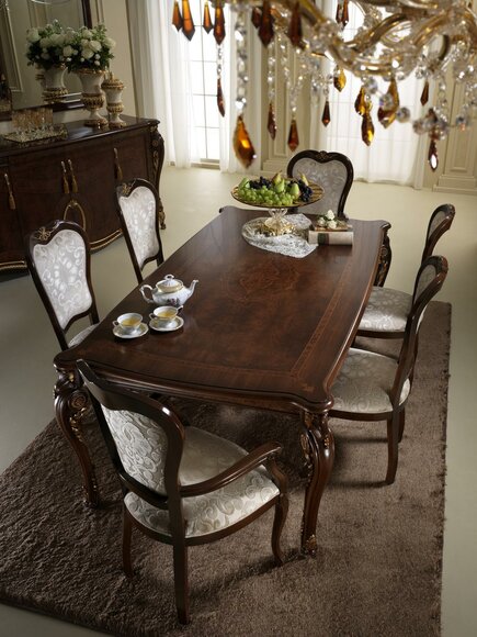 Klassischer Esstisch Tisch Holz Esszimmer Garnitur 2x Stuhl mit Armlehne 3 tlg.