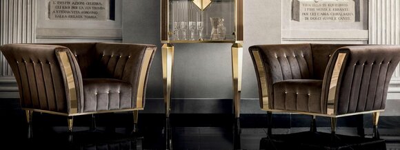 Sessel Club Lounge Lehn Stuhl Polster Sofa 1 Sitzer Fernseh Samt arredoclassic