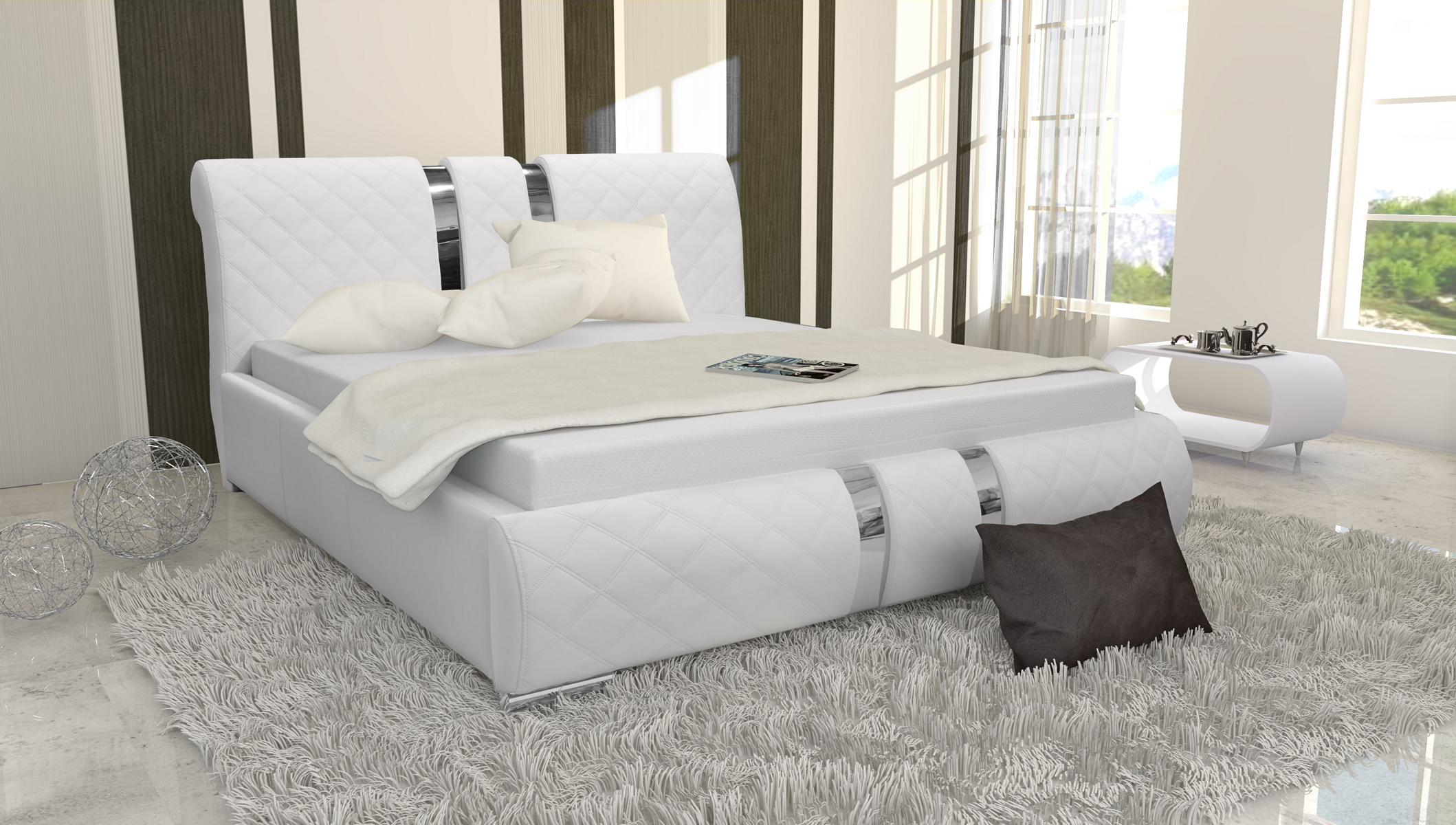 Bettgestell mit Kasten Bett Bettrahmen Weiß Betten 180cm Doppelbett Ehebett Neu