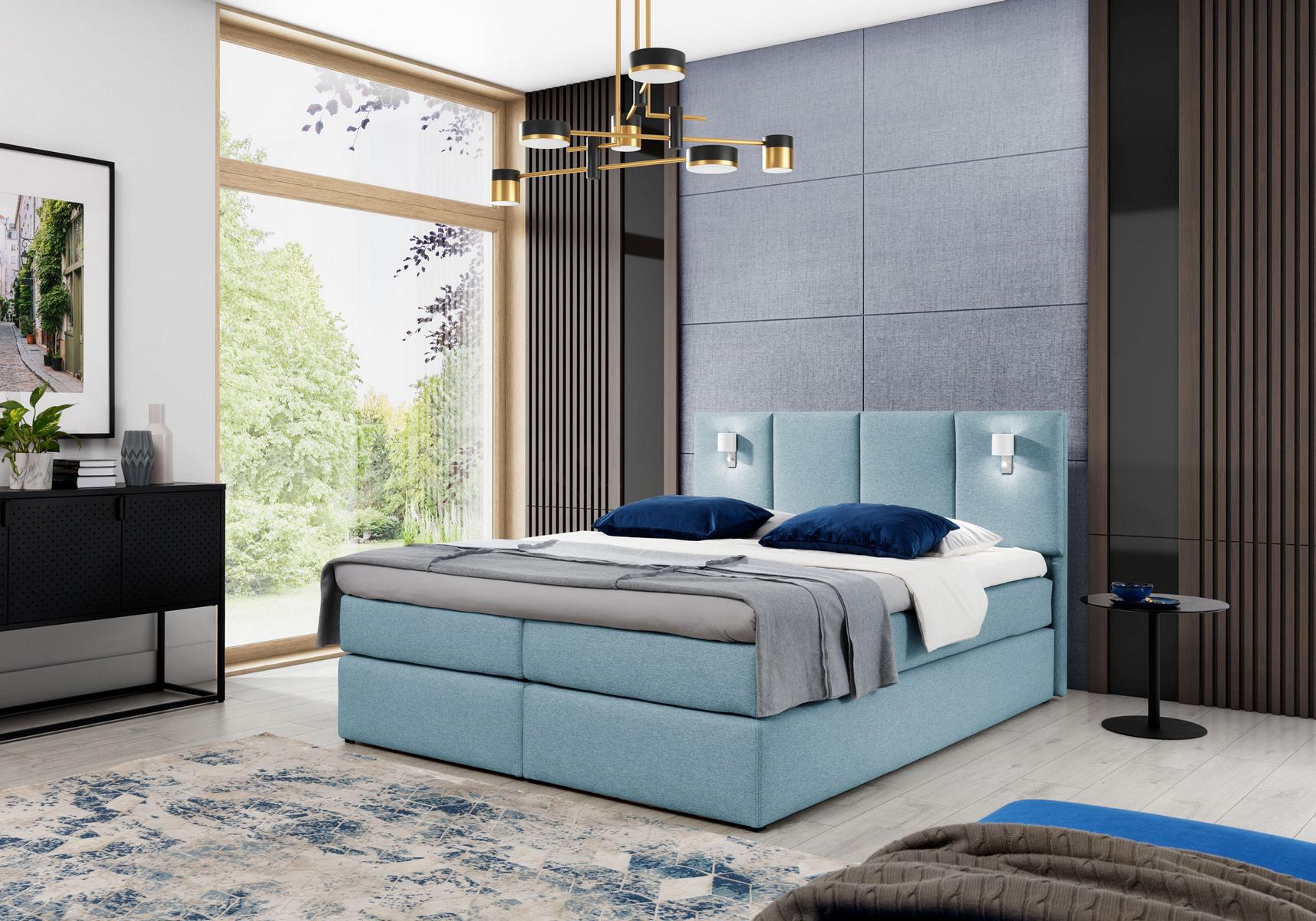 Bett Boxspringbett Schlafzimmer Polster Design Doppel Hotel Modern Stoff 200x200