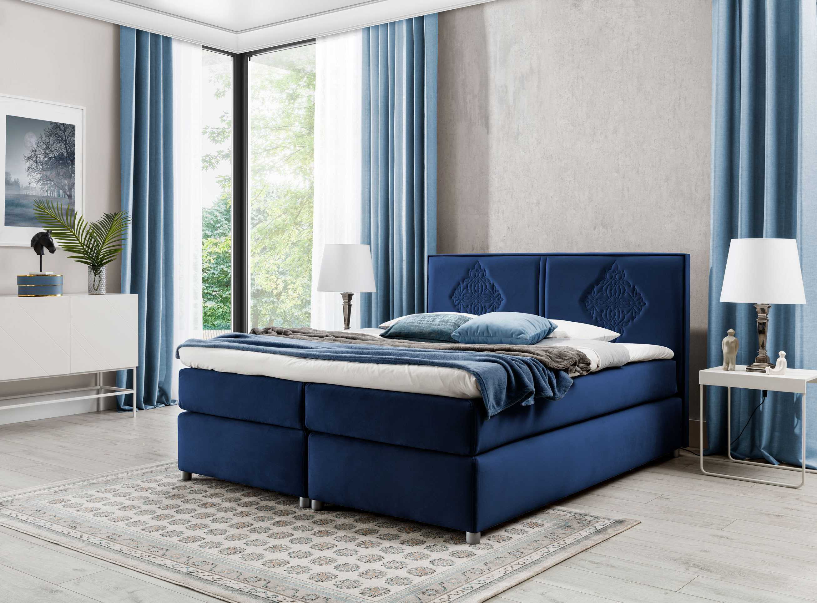 Boxspring Bett Schlafzimmer Betten Polster Design Doppel Hotel Luxus 200x200 Neu