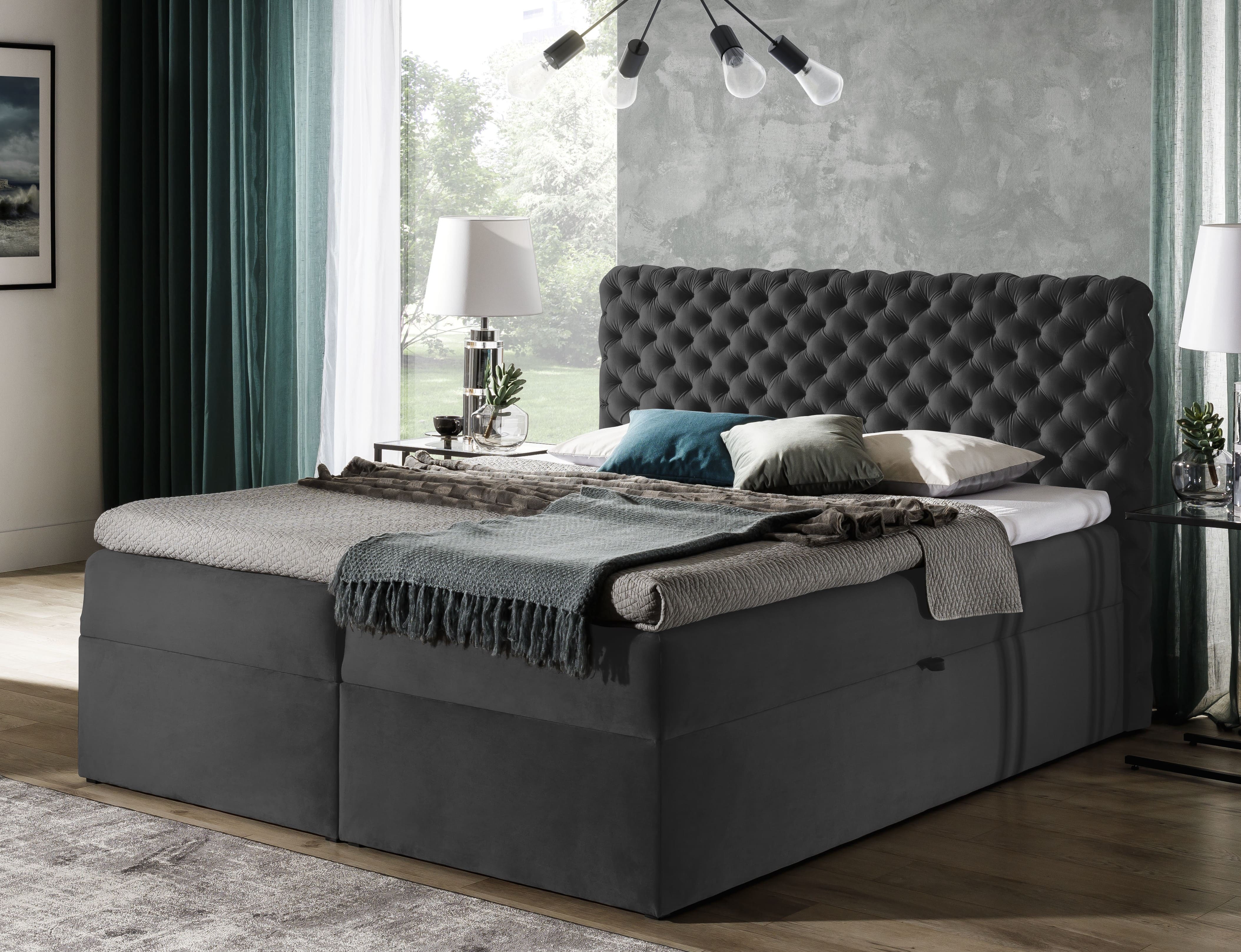chesterfield box spring bett schlafzimmer möbel betten king size samt hotel neu