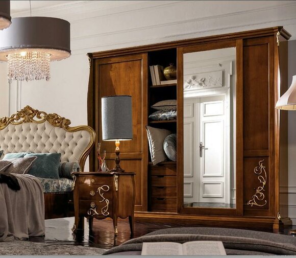 Schlafzimmer Schrank Holz Möbel Barock Klassischer Kleiderschrank Schränke