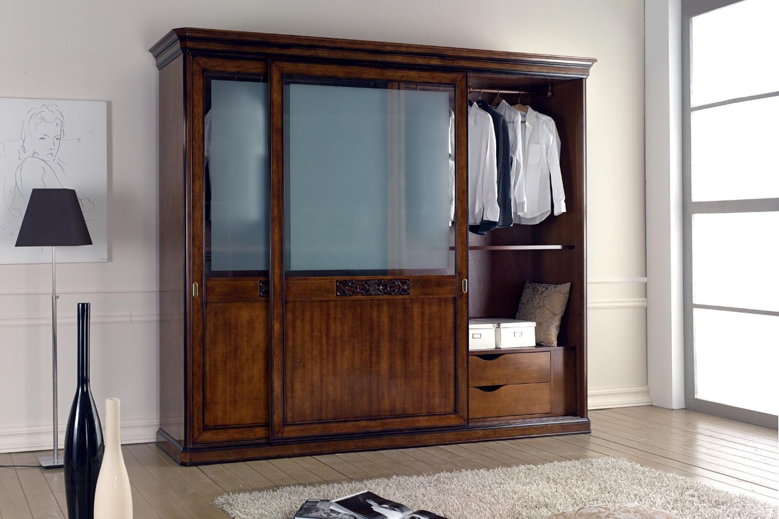 Kleiderschrank Schlafzimmer Schrank Luxus Vaccari cav giovanni Massivholz
