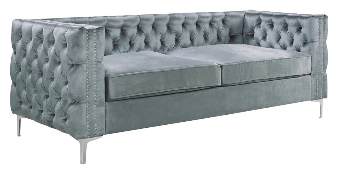 graue chesterfield couch luxus samt stoff couchen sofa set knöpfe polster neu