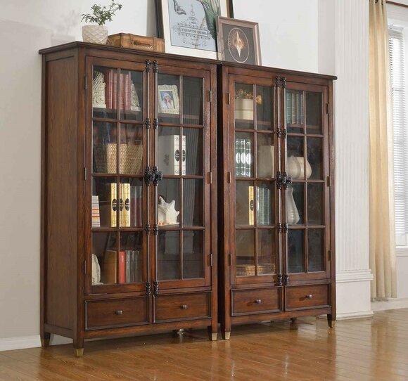 Set 2x Vitrine Kommoden Vitrinen Glas Schrank Glasschrank Vitrinenschrank Holz