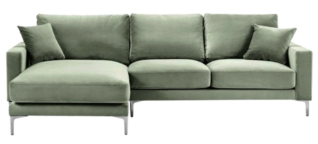 Salbeigrün Ecksofa Stoff Design Couchen Polster Sofa Sofas Neu Grün Wohnzimmer