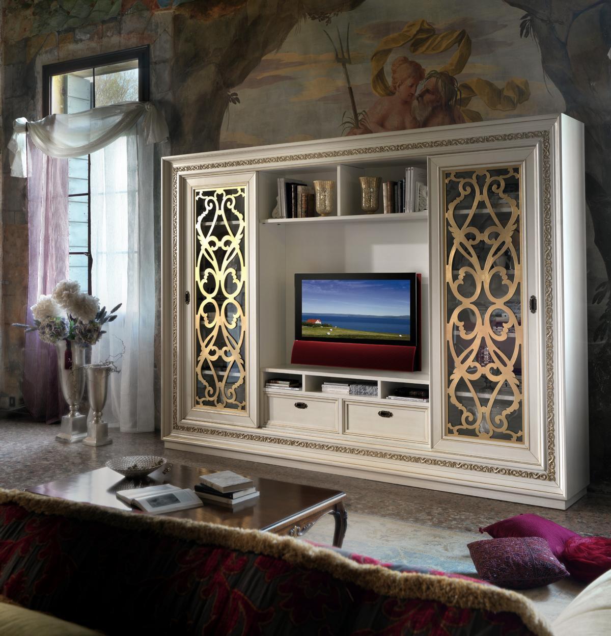 Fernsehschrank Anbauwand Wohnwand TV Schrankwand Massivholz Modern Echtholz