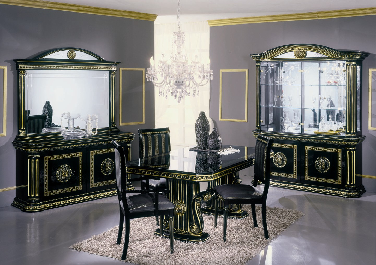 Esszimmer Esstisch Stuhl Kommode Vitrine Spiegel Luxus Möbel Tisch Neu Set 8tlg.