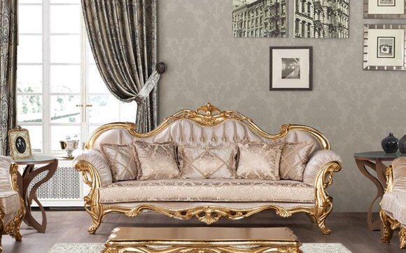 Sitz Dreisitzer Sofa 3 Sitzer Sofa Sofas Couchen Stoff Stil Barock Rokoko Möbel