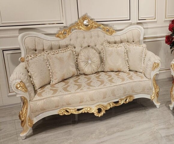 Dreisitzer Sofa 3 Sitzer Barock Rokoko Sofa Sofas Couch Stoff Stil Barock Sitz