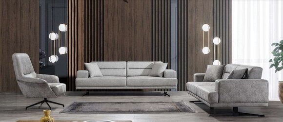 Sofagarnitur 3+1+1 Sitzer Garnitur Sofa Sessel Sofas Leder Polster Design Sitz