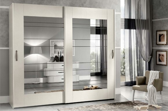 Luxus Kleiderschrank mit Schwebetüren Schlafzimmer Schränke Schrank Holz Modern