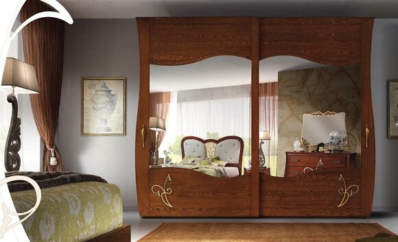 Kleiderschrank Schrank Spiegel Holz Möbel Schränke Garderobe Holz Italien