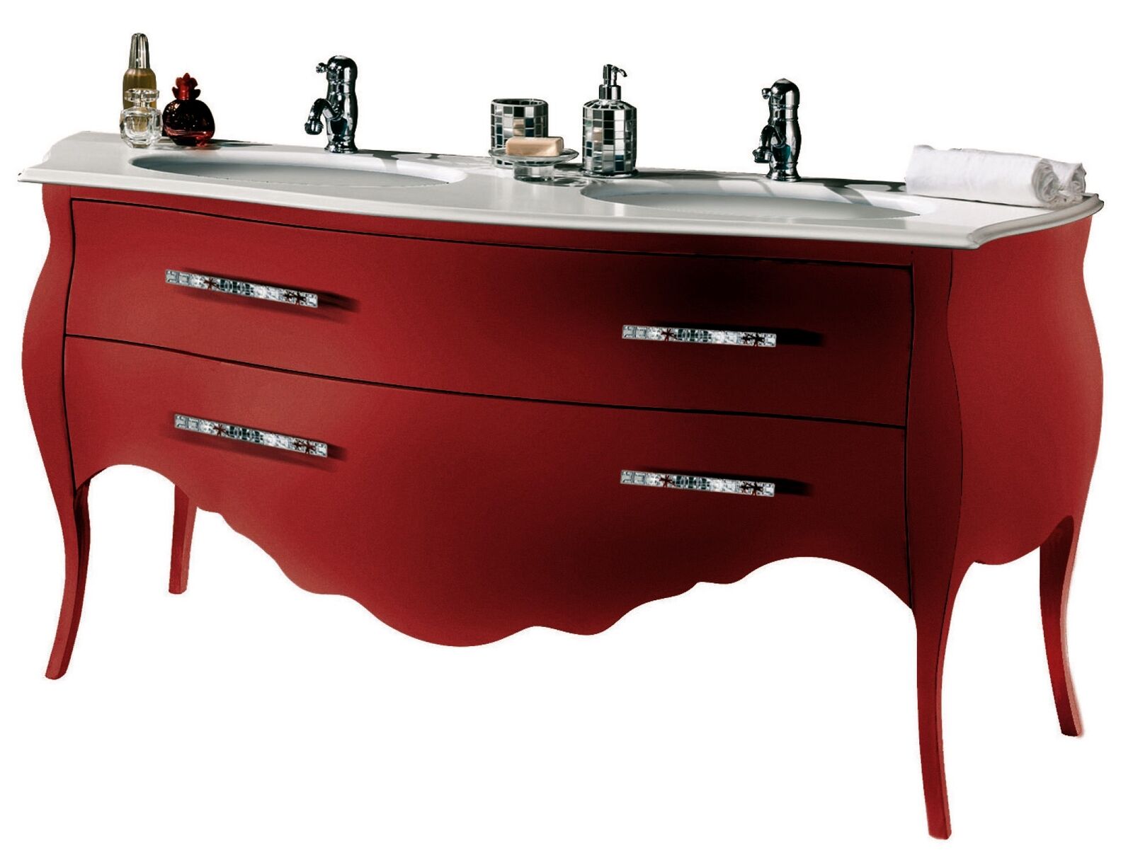 Badmöbel Unterschrank Badschrank Rot 175cm Schrank Badezimmermöbel Hänge Bad
