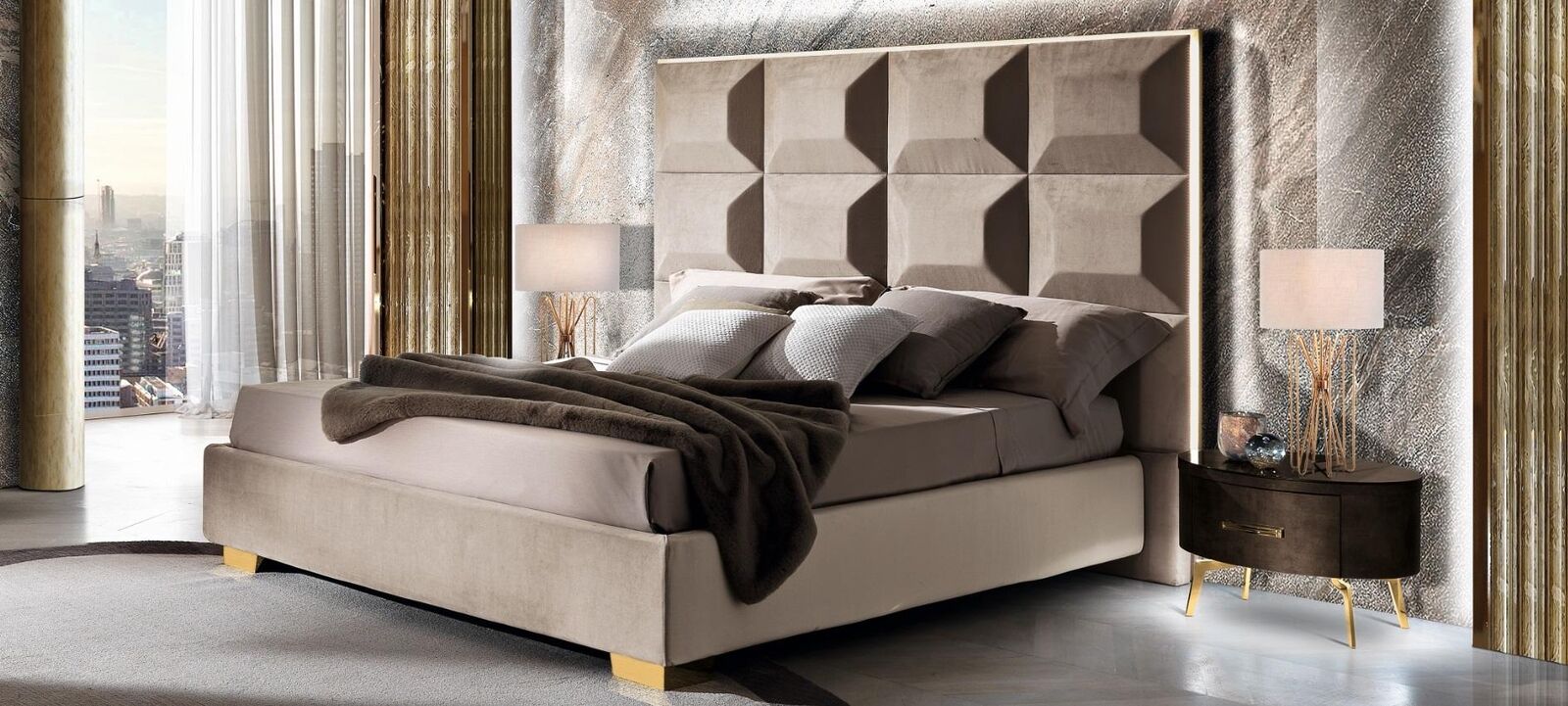 Modern Bett Luxus Betten Chesterfield Barock Hotel Textil Schlafzimmer
