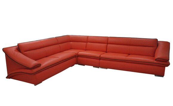Design Leder Wohnlandschaft Eck Sofa Moderne Couch Garnitur Ecke Rot USB + LED