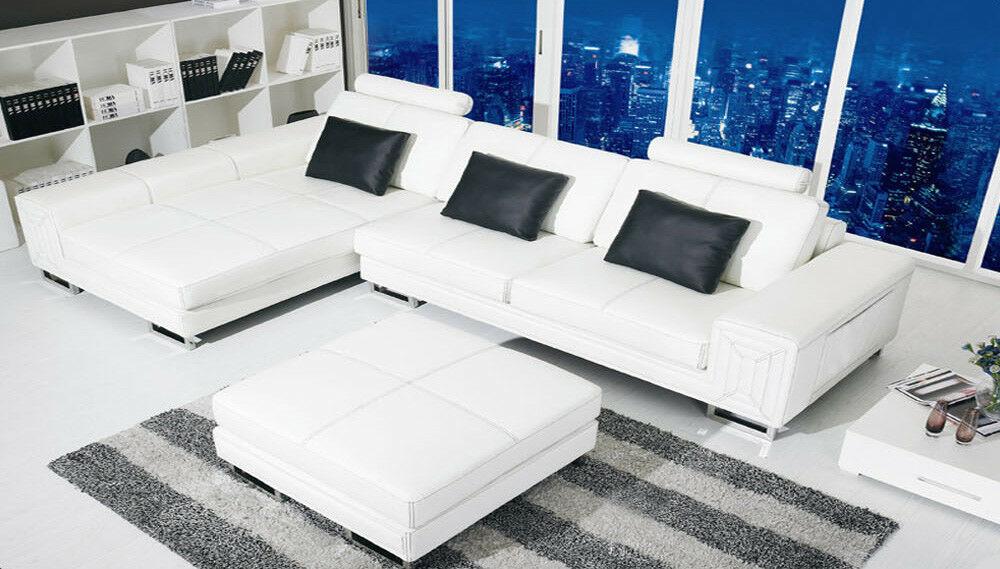 Ecksofa Sofa Couch Polster Ledersofa mit Regal Sitz Couchgarnitur Ecke GenovaS