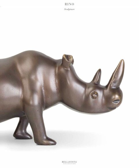 Messing Nashorn Dekoration Figur Skulptur gold Afrika neu Farbe Gold