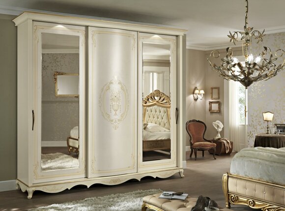 Kleiderschrank Schlafzimmer Spiegeln Kleiderschränke Schrank Weiß Holz Italien
