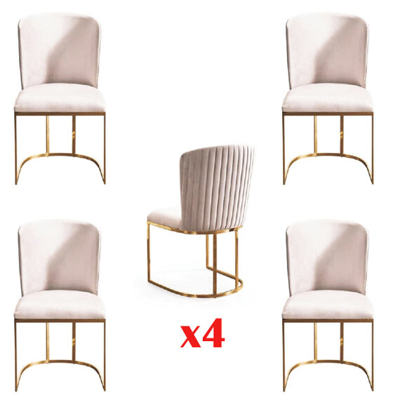 Stuhl 4x Stühle Gruppe Set Wohn Esszimmer Garnitur Stil Textil Moderne