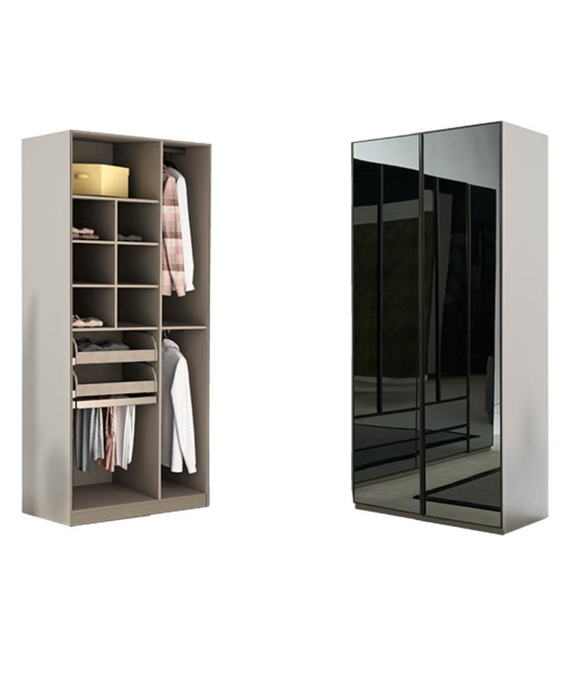 Kleiderschrank Schrank Mehrzweck Kleiderschrank Grau Material Holz Schränke