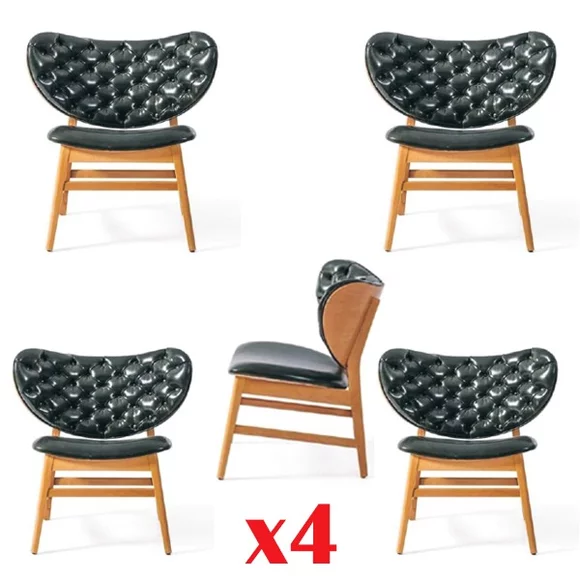 Design Stuhl Set 4x Sessel Massiv Holz Esszimmer Polster Stoff Stühle