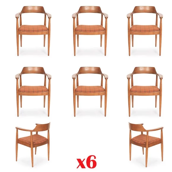 Set 6 Stühle Luxus Design Polster Massiv Holz Sitz Büro Esszimmer