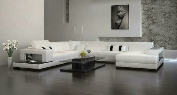 Wohnlandschaft Couch Polster Eck Garnitur Designer Ledersofa Big Sofa mit USB