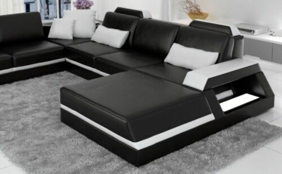 Sofa +USB Polster Designer Sofa U Wohnlandschaft Ledersofa Couchen Sofas Textil