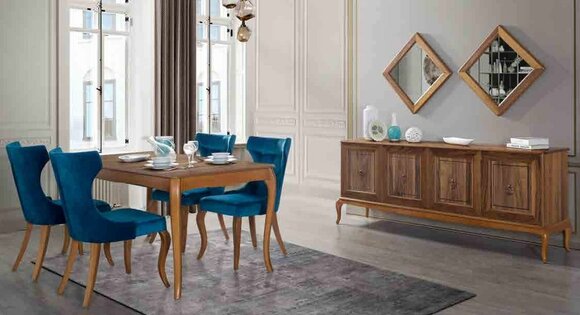Komplett Set Esstisch 4x Stühle Esszimmer Set Ess Gruppe Holz Tisch Tische 6tlg