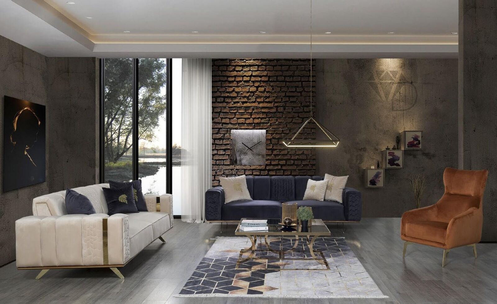 Luxus Sofagarnitur Couch Textil Couchen 4+3+1 Sitz Sofas Wohnzimmer Stoff