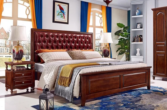 Doppelbett Schlafzimmer Holz Polster Bettrahmen Möbel Design Barock