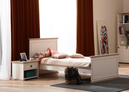 Bett Einzelbett Nachttisch Schlafzimmer 2tlg. Modern Luxus Möbel Neu