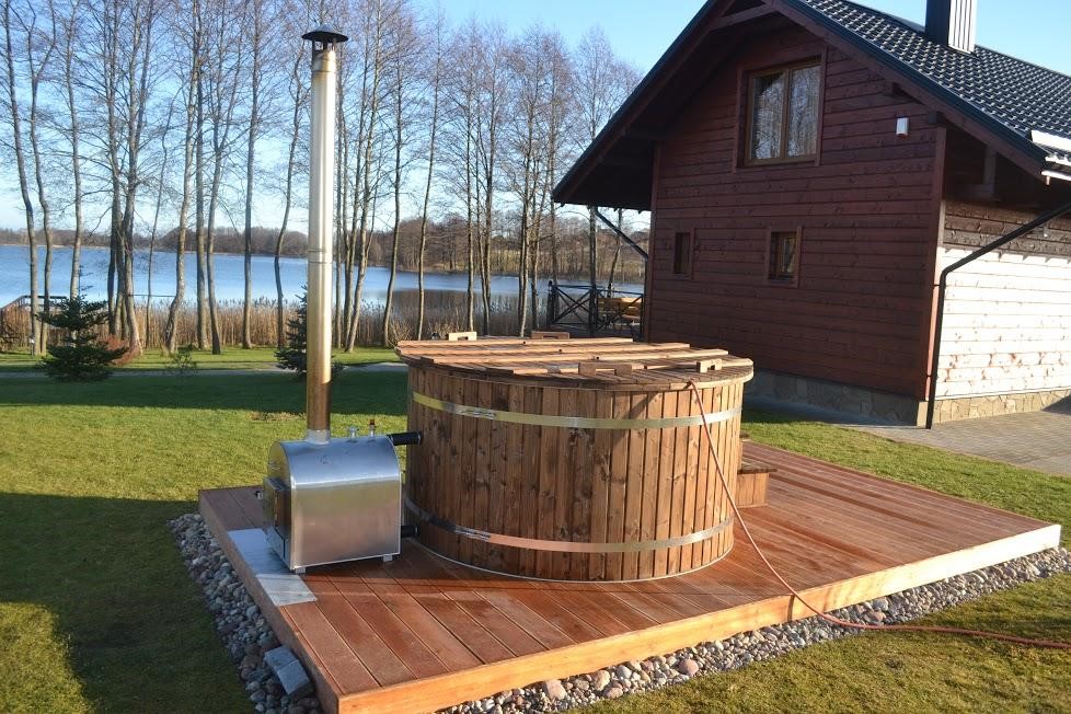 Whirlpool Badefass Externer Bad Thermoholz Pool Ofen Holz Fass Garten