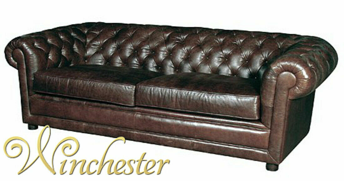 Chesterfield Ledersofa Braune Wohnzimmer Sofa Polster Sitz 100% Leder Sofort
