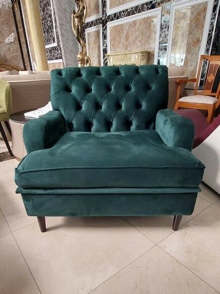 Designer Sessel Wohnzimmer Möbel Chesterfield Sessel Grün Textil Sofort