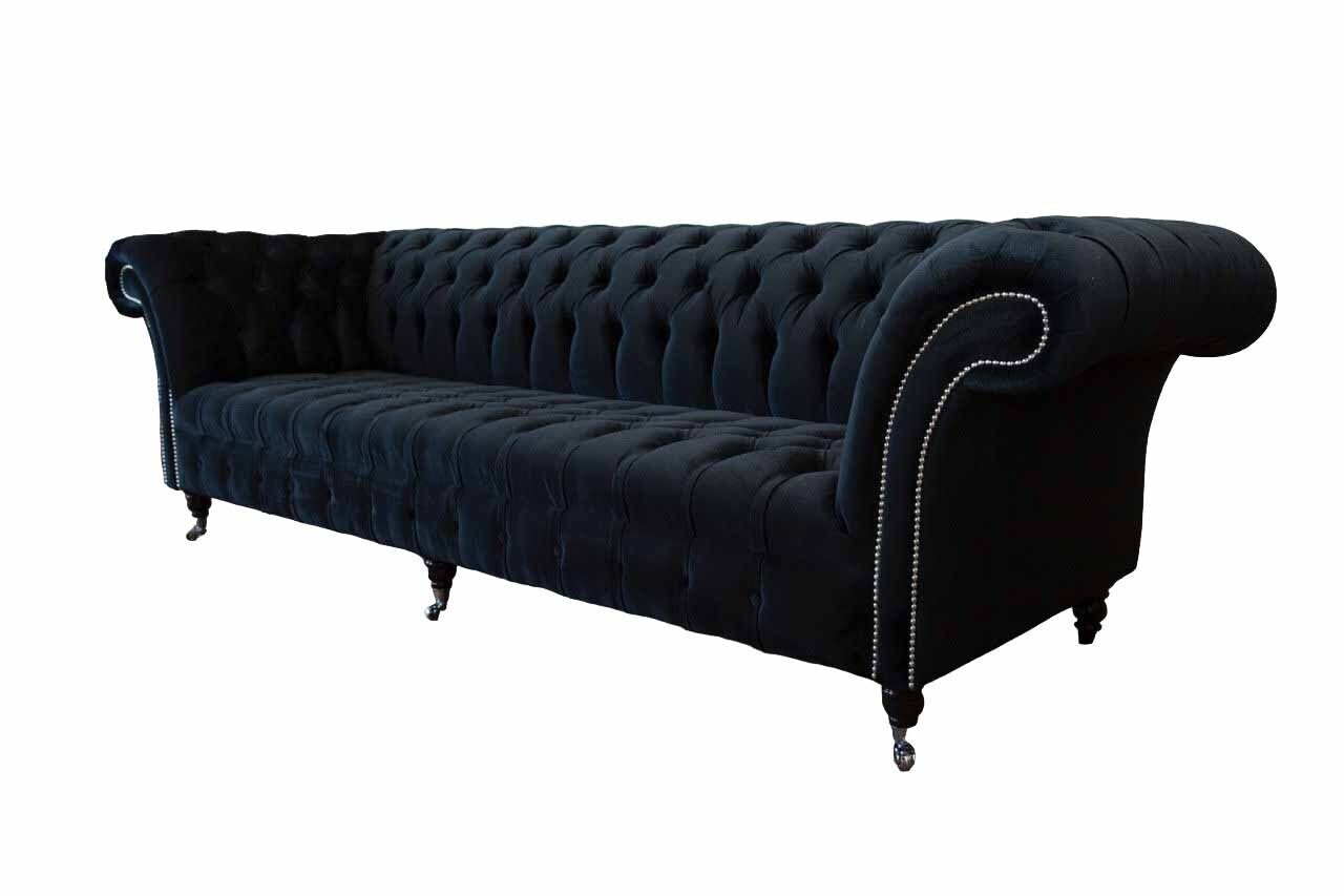 Sofa 4 Sitzer Chesterfield Polster Wohnzimmer Design Luxus Holz Neu