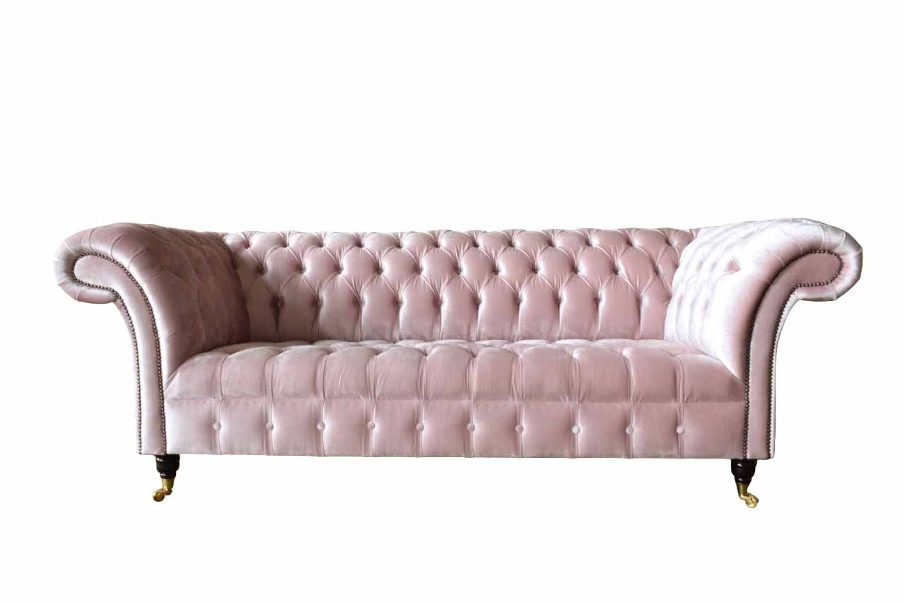Chesterfield 3 Sitzer Sofa Stoffsofa Rosa Wohnzimmer Polster Sofas Neu