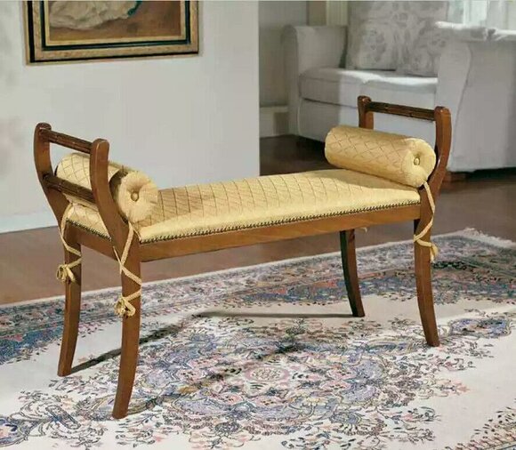 Wohnzimmer Sitzbank Klassische Hocker Polsterbank Polster Stoff Sitzmöbel