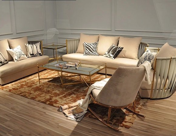 Edle Luxus Klasse Wohn Zimmer Set Garnitur Sofa Couch Samt Polster