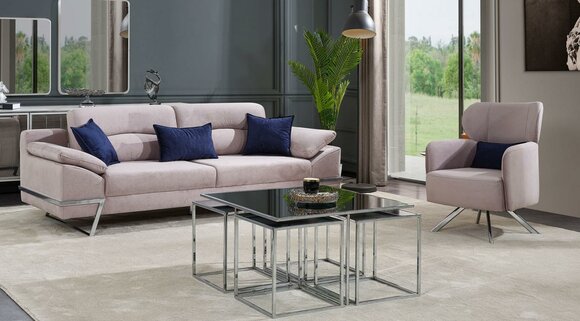 Gruppe Wohnzimmer Sofagarnitur 31 Sitzer Sitzgruppe Grau Garnituren
