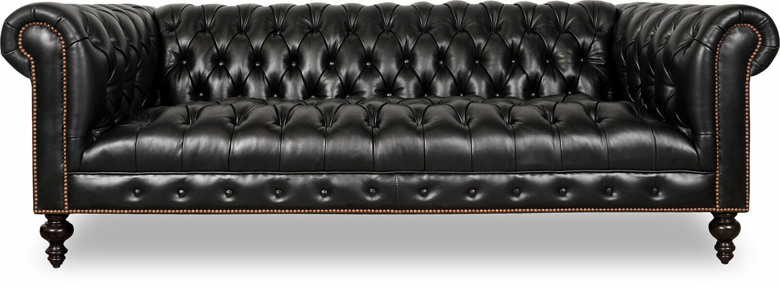 Hochwertige Leder Sofa Chesterfield Couch England Schwarz 100% Leder Sofort