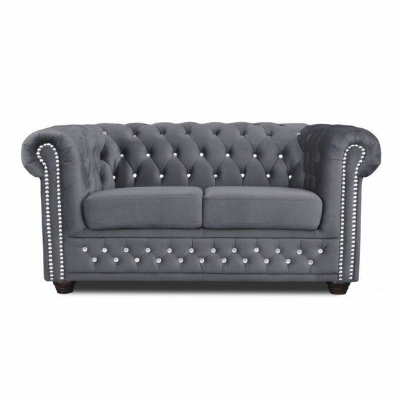 Chesterfield Sofa 2 Sitzer York Blink Kristallen Couch Polster Sofas Couchen Neu