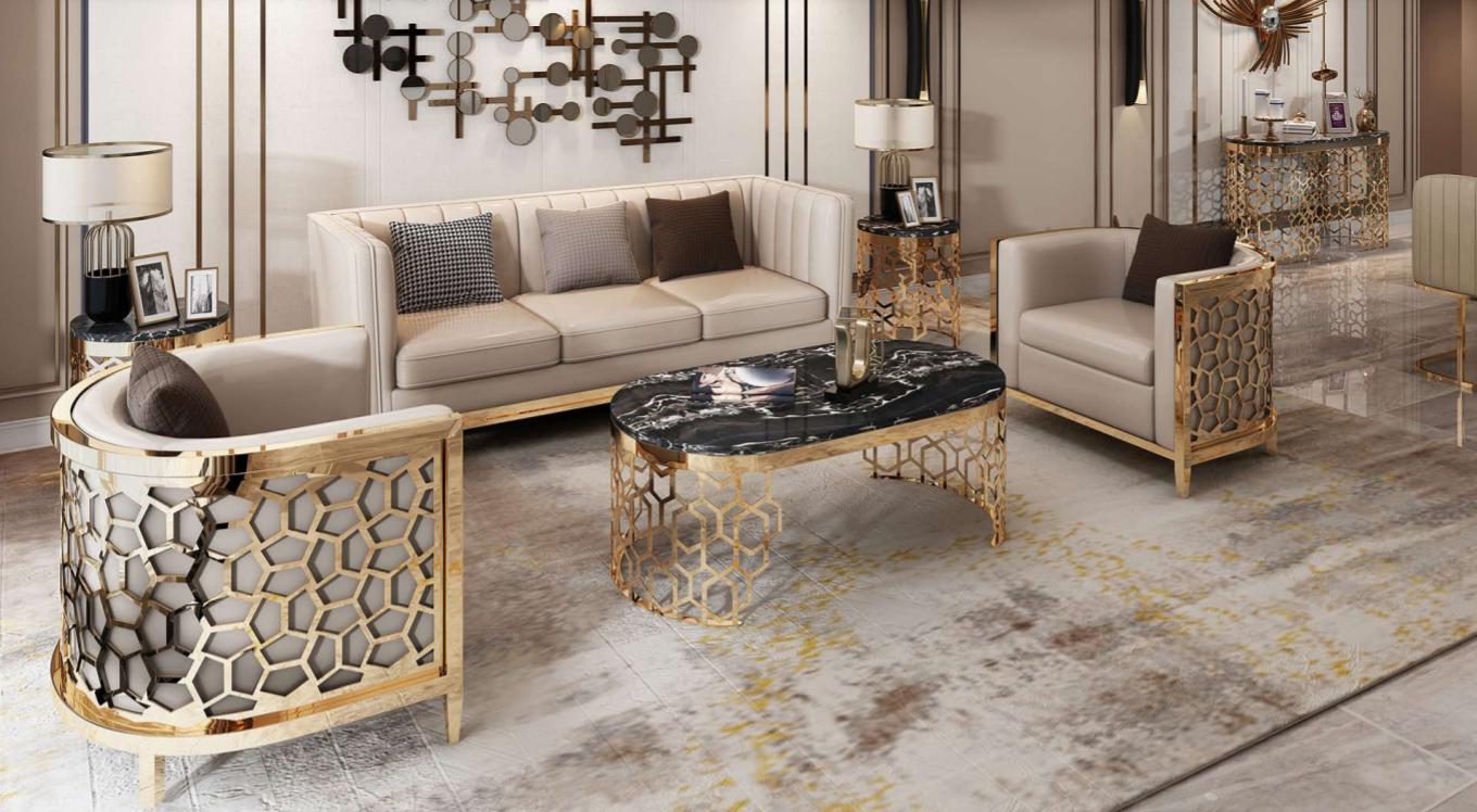 Design Polster Sofas Leder Relax Modern NEU Beige Sitzgarnitur 3+1+1 Sitzer