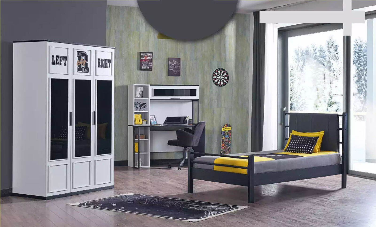 Kinderzimmer Schlafzimmer Möbel Komplettzimmer Jugendzimmer Schwarz
