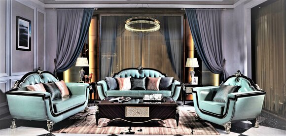 Klassische Couch Antik Stil Barock Rokoko Sofagarnitur Polster Sofa 3+2+1 Set