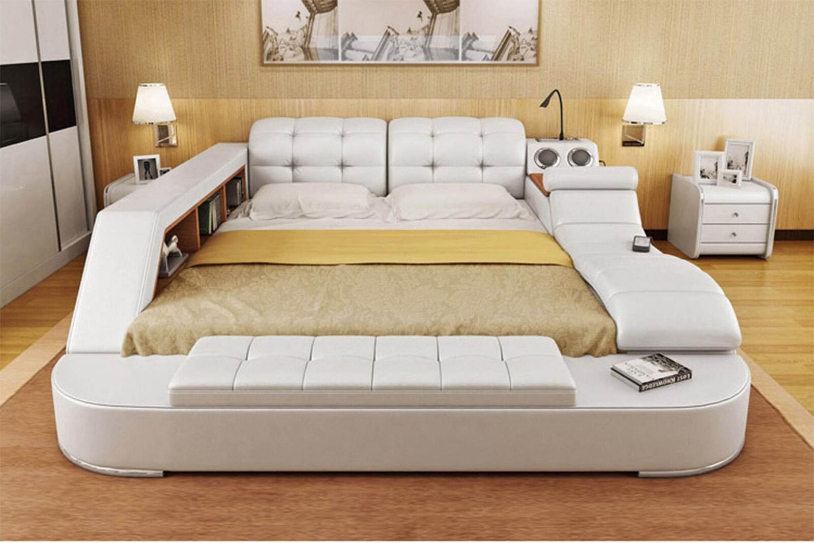 Chesterfield Doppel Luxus Design Bett 180x200 Multifunktionsbett Neu