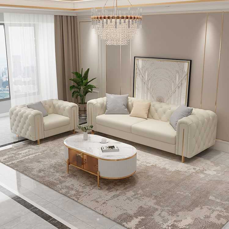 Set 2 tlg Wohnzimmer Sofagarnitur Dreisitzer Sofa Modern Sessel Leder